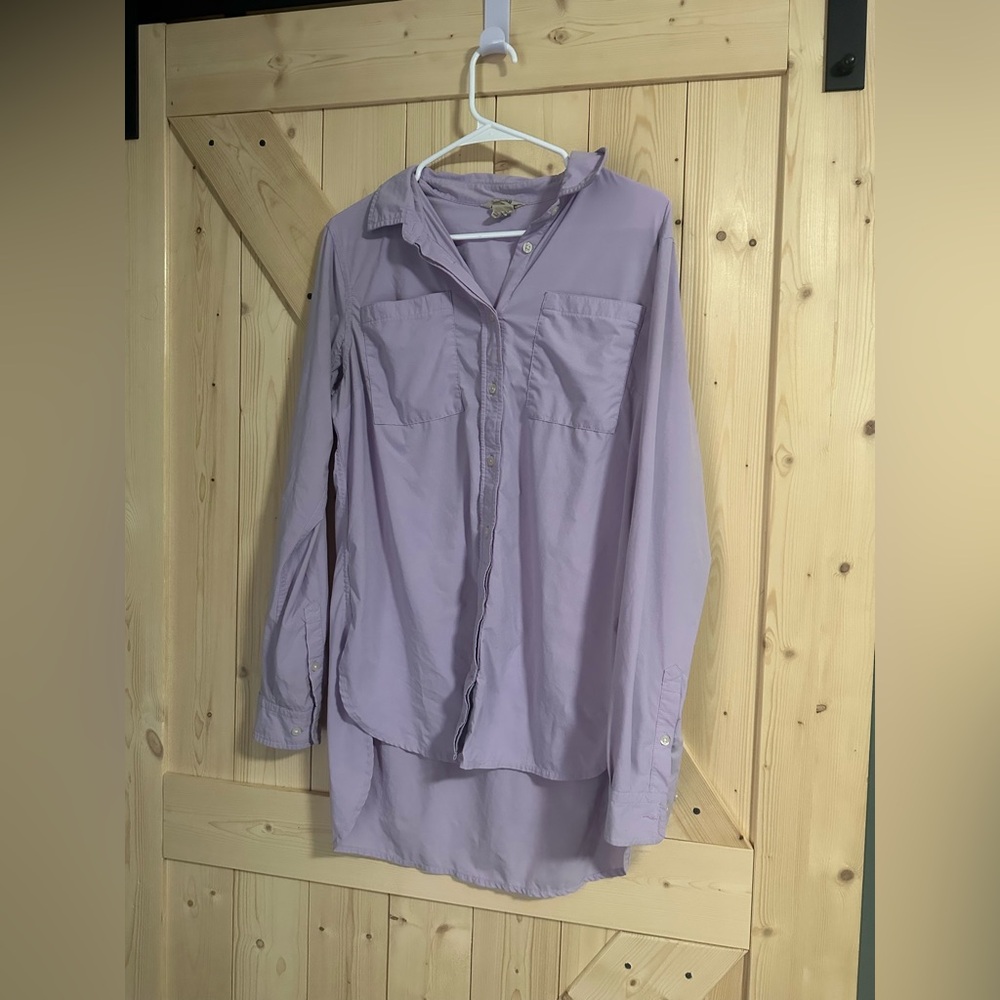 Duluth Trading Plus Flexellence Long Shirt Women’s M Purple Long‎ Sleeve Stretch